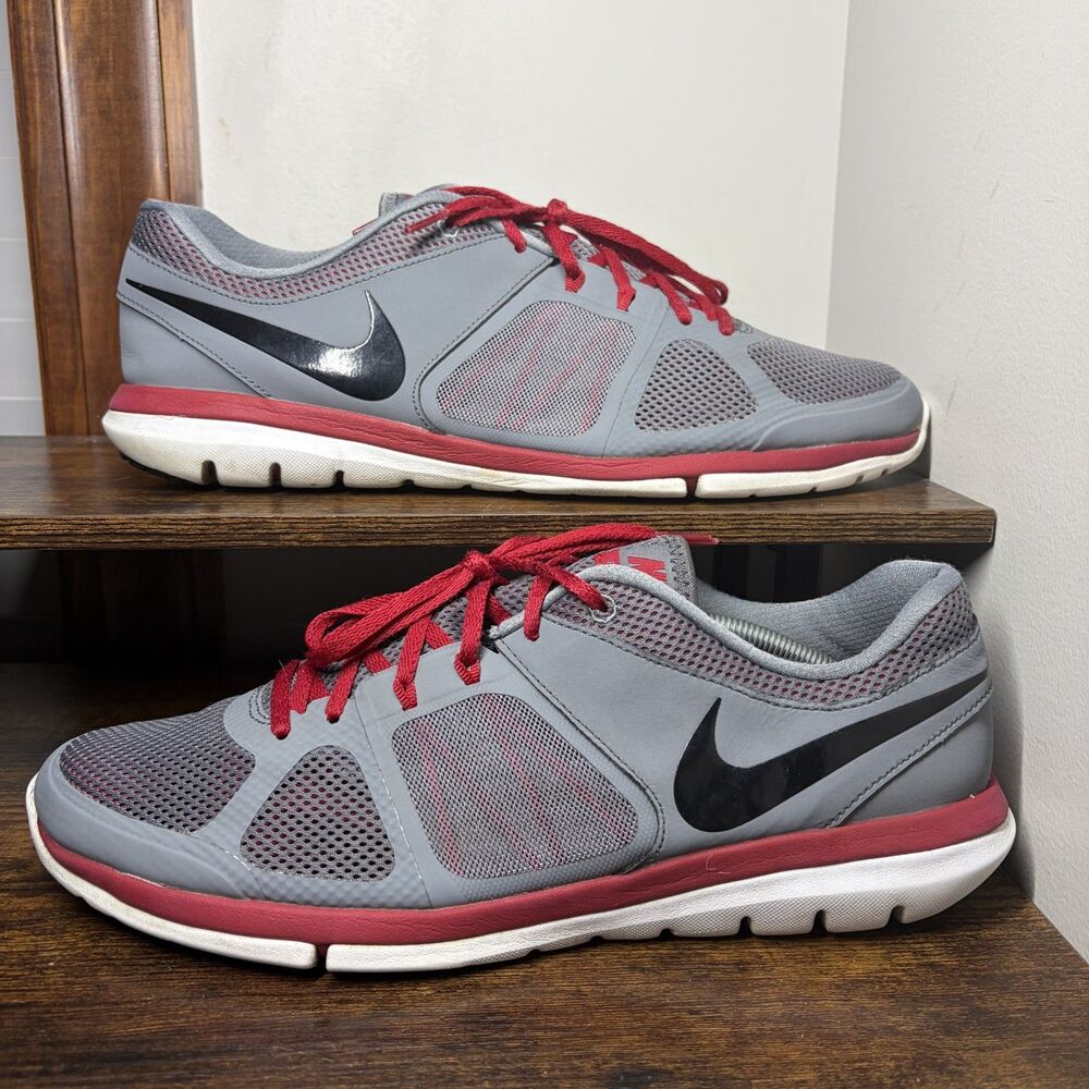 Nike Flex 2014 Run 642791-003 Gray Red Running Shoes Mens 13